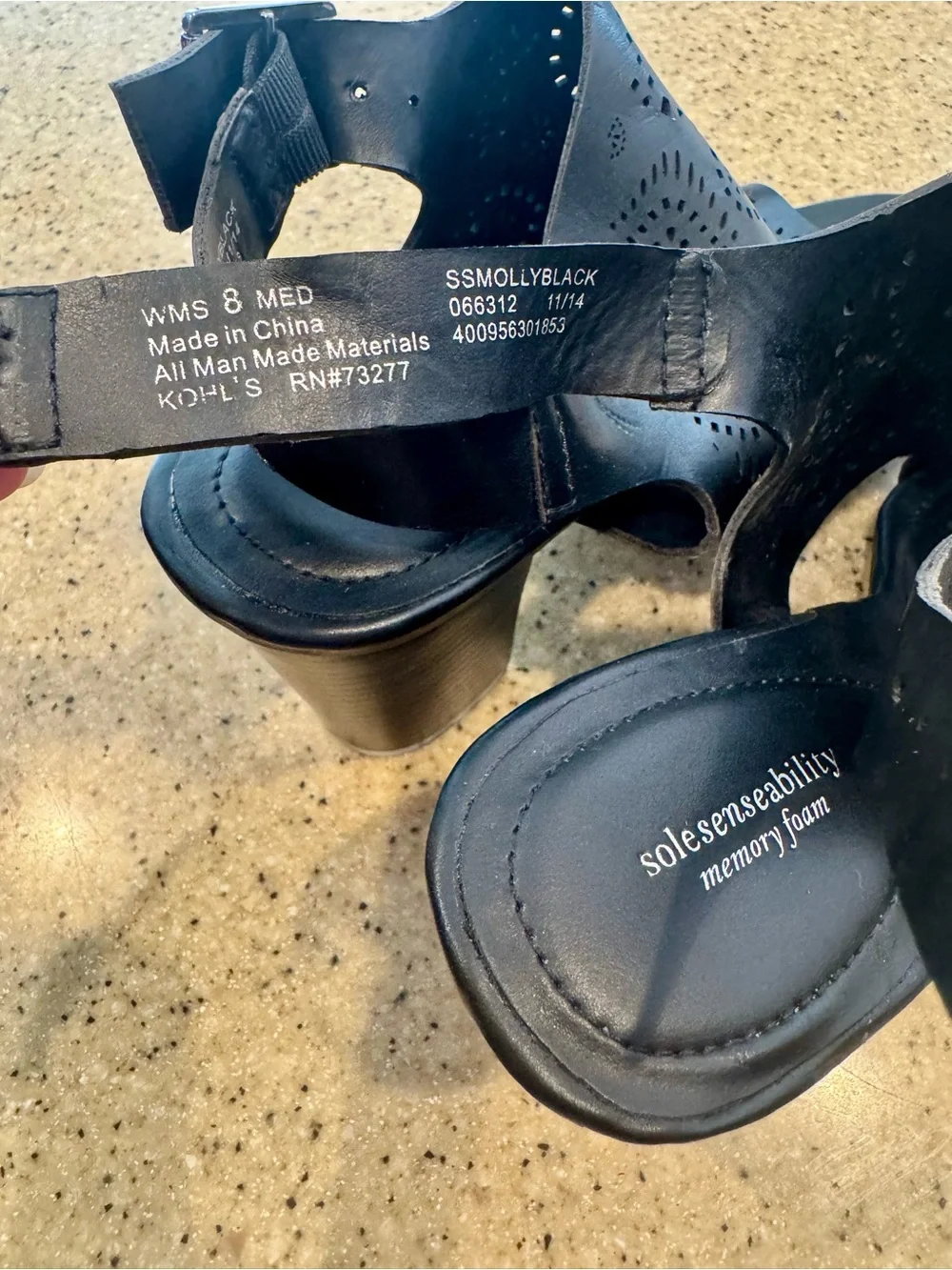 Kohl's Black Perforated Slingback Block Heel Sandals